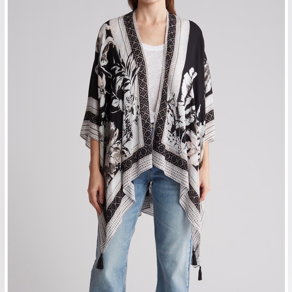 Vince Camuto Tropical Blooms Crinkle Viscose Wrap